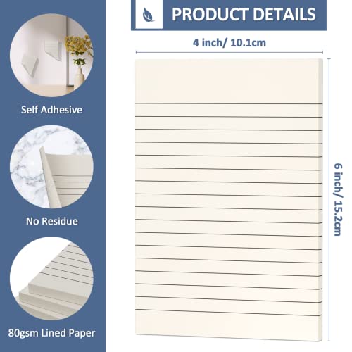 Muiang Lined Sticky Notes 4 X 6 Inch 8 Pads - 240 Sheets Beige Self-Stick Note Pads, 80Gsm Eye Protection Paper Ruled Post It Sticky Notes, Strong Adhesive To Do List Ideal For Office, School, Home #TOP1
