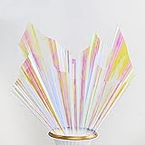 【El paquete incluye】Recibirás 20 hojas papel celofan transparente iridiscente, suficiente para regalos y empaques de flores. Papel envolver hermoso y boñito, puede hacer que su regalo se vea más atractivo.