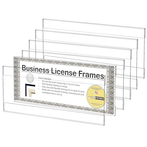 Business License Frame 6 Pack 4x10 Inch Acrylic Clear Cosmetology License Frame Holder for Wall License Certificate Holder for Restaurants Office School to Display Important Documents No Drilling