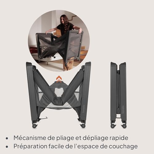 Lit de bébé modulable et parc bébé pliant à roulettes Lionelo