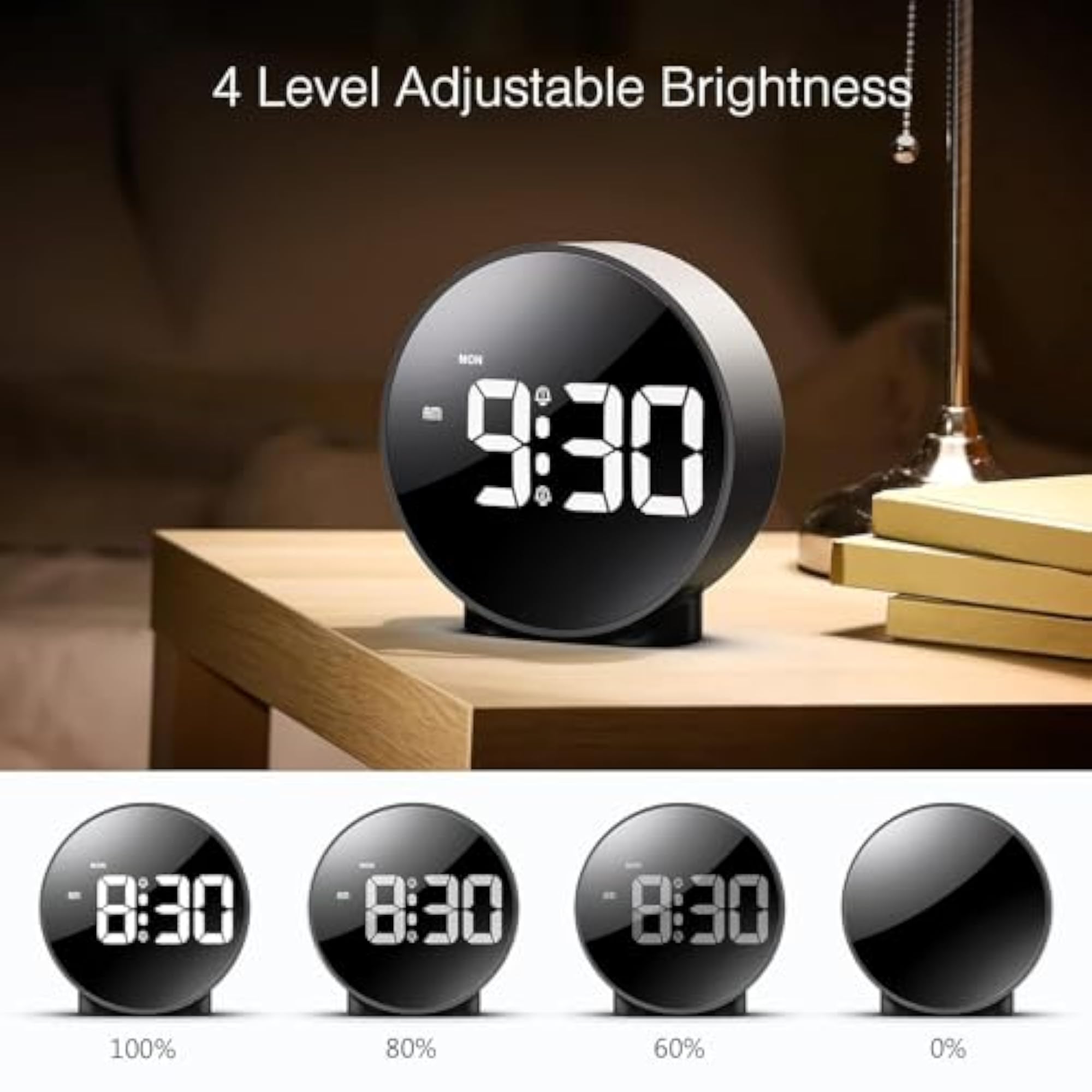 Plastic Digital Alarm Clock with Adjustable Brightness