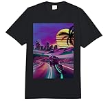Outrun Vaporwave Retro 80s Synthwave Motorcycle Biker Racing Comfort Colors Adult Heavyweight T-Shirt