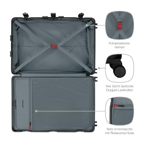 WENGER Loady L Hartschalenkoffer, 82 l Reisekoffer mit 4 Rollen, Schwarz – Ansicht 6