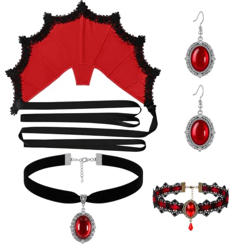 Unittype 4 Pcs Halloween Victorian Costume Accessories Women Red Velvet by Unittype - Used condition - US$18.18