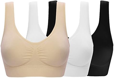 ohlyah Women s Seamless Wire-Free Bra with Removable Pads 3 Pack black White Nude XXL 36DD 38D 40B 40C 42B