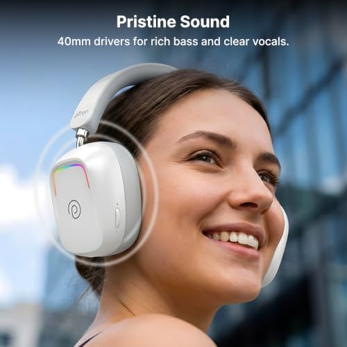 pTron Store pTron Studio Sports V2 White Wireless Gaming Headphones - Image 5