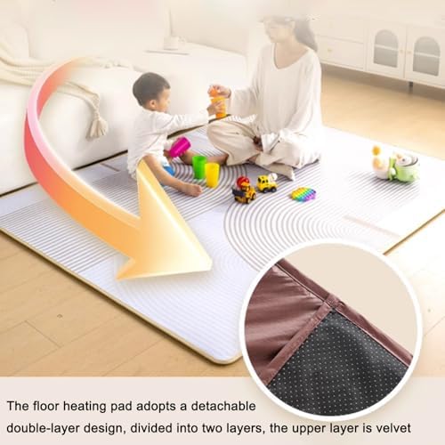 Graphene Heated Carpet, Adjustable Temperature & Timer, Soft Plush Area Rug, Foldable Electric Floor Mat, Large 110x200cm (43.3x78.7 inches) - Cozy Home Heating Solution