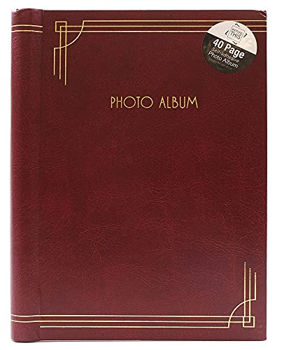 8" X 6" Red Photo Album, 40 Pages Picture Album, Self Adhesive Picture Book, Memory Book For Christmas Wedding Family Baby Shower Vacations Anniversary