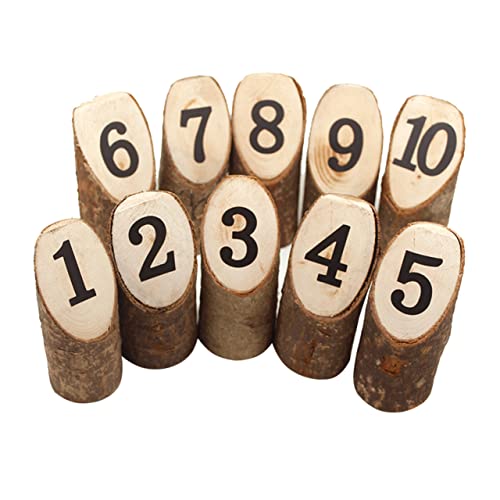 Souches en bois numérotées pour table de mariage et fête - Lot de 10 pièces rustiques