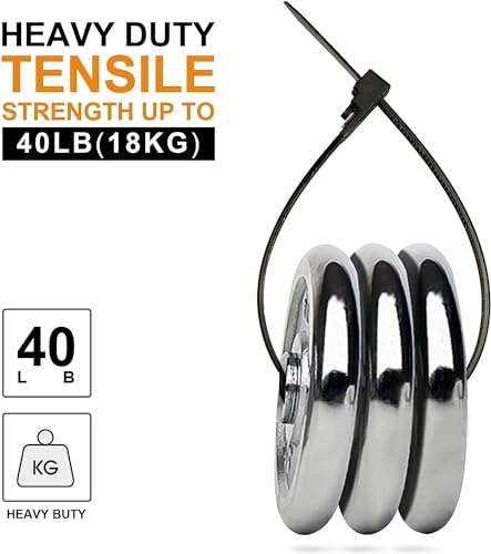 200Pcs 8Inch Heavy Duty Industrial Zip Toes,40lbs Tensile Strength Releasable Black Cable Ties, Reusable Zip Toes Tie Straps For Garden Plant Secure Vine, Home, Office Use - Image 6