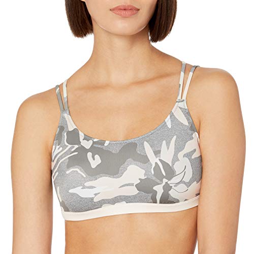 Roxy Junior's Fitness Sporty Swimsuit Bra Top, Charcoal Heather Darwin Sample, S