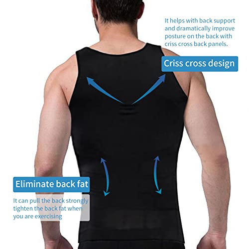 Men Shapewear Compression Vest,Men Slimming Body Shaper Waist Trainer Corset,Seamless Abdomen Slim Shirt Classic Body Shaper (Xl, Black+White) #TOP5