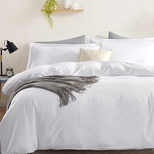 Nestl White Duvet Cover Full Size - Soft Full Size Duvet Cover Set, 3 Piece Double Brushed Full Duvet Covers With Button Closure, 1 Full Duvet Cover 80X90 Inches And 2 Pillow Shams #TOP7