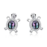 RMREWY Turtle Earrings Sterling Silver Abalone Shell Sea Turtle Stud Earrings Turtle Jewelry Gift fo