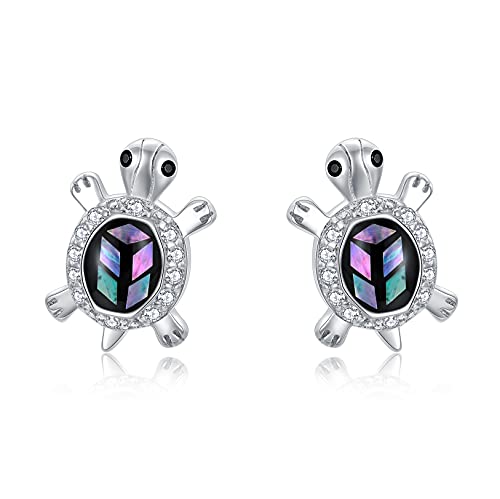 Rmrewy Turtle Earrings Sterling Silver Abalone Shell Sea Turtle Stud Earrings Turtle Jewelry Gift For Women Girl (Abalone Shell) #TOP14