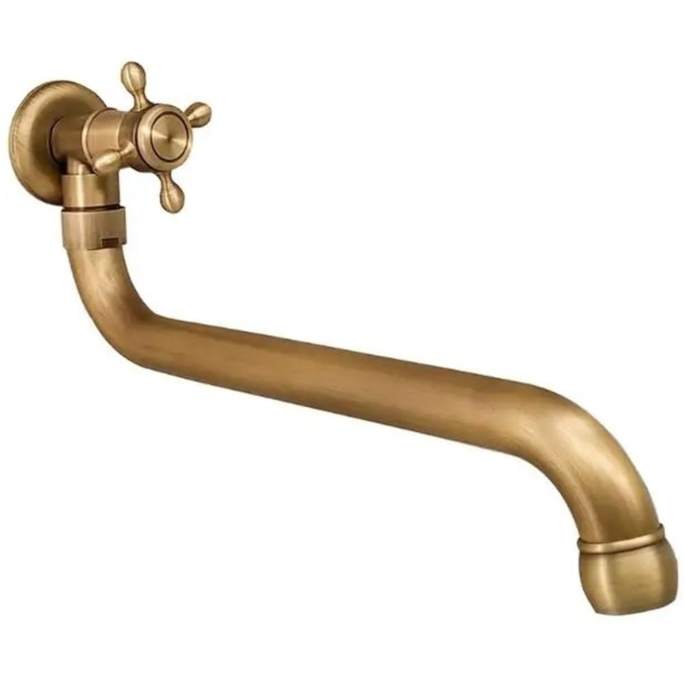 Grifo de Solo Frío de latón antiguo alargado, grifo montado en la pared for piscina de fregona al aire libre, grifo giratorio retro europeo