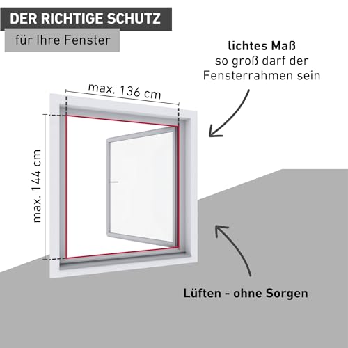 Windhager Insektenschutz Spannrahmen Fenster PLUS, Fliegengitter Alurahmen für Fenster, Selbstbausatz 140 x 150 cm, weiß