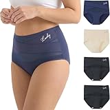 newnice Calzones Mujer Tiro Alto Control Abdomen Ropa Interior Posparto Cobertura Completa Suave Transpirable 4 Piezas,...