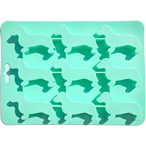ScivoKaval Dachshund Dog Shaped Silicone Ice Cube Mold and Tray for Drink Ice Maker Candy Chocolate Biscuit Fondant Cupcake Cake Decoration Baking Mold Birthday Baby Shower Party Gift 1 Pcs Green