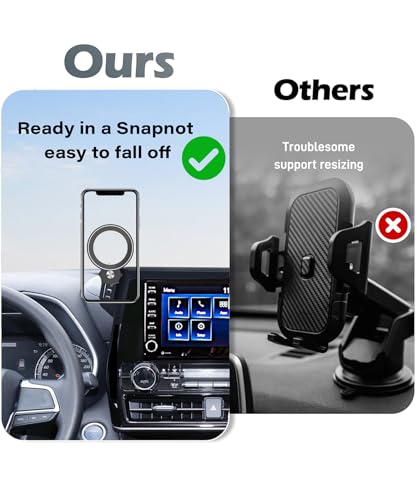 Image of Car Phone Holder for 2020-2025 Toyota Highlander Accessories Apply to 8 Inch Touch Screen Fixed Clip Magnetic Cell Phone Mount Hands-Free 360 Degree Rotation