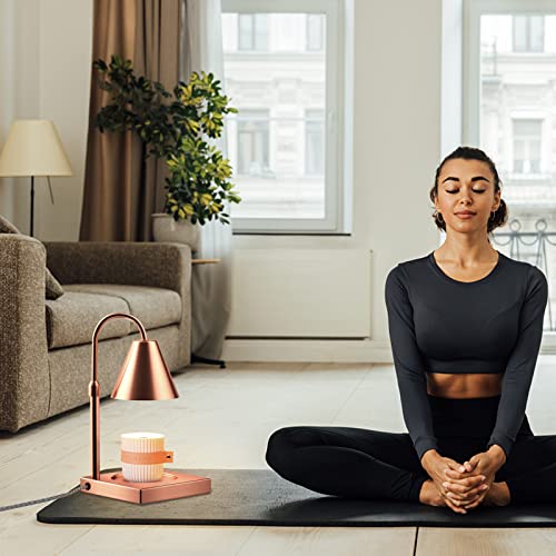 Candle Warmer Lamp, Dimmable Metal Candle Lamp Warmer Height Adjustable, Compatible With Yankee Candle And 3 Wick Large Jars, Candle Warmer Lamps Scented Wax For Home Decor (Metal Base-Rose Gold) #TOP5