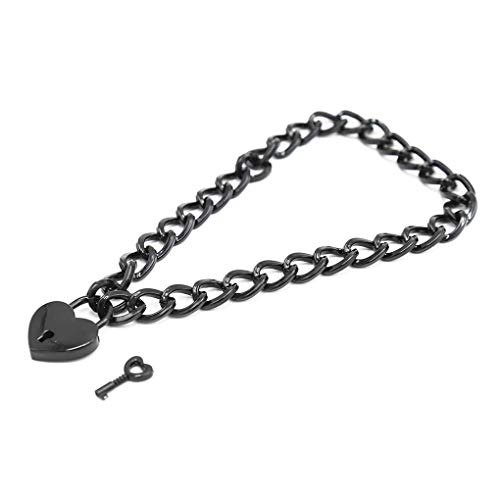 Halsband sex sm Erotik Metallkette Halsbänder mit Herz Schloss Collier Fesseln Ketten Einstellbar Erwachsenen Bondage Fetische Sex-Spielzeug für Anfänger Cosplay Frauen Männer,Schwarz