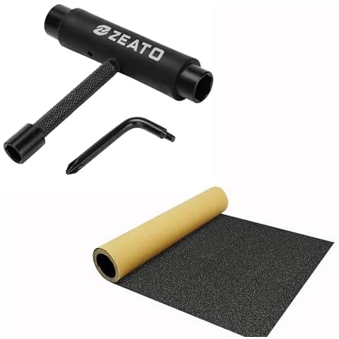 Zeato Upgrade Skatboard T Tool and Grip Tape Sandpaper Sheet Cover