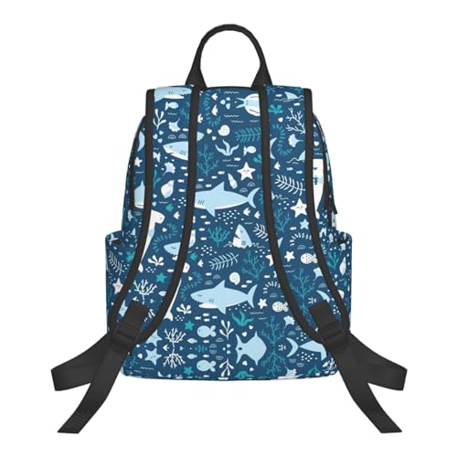 Sac à dos ordinateur portable léger décontracté joli poisson bleu
