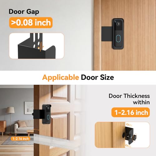 TECKNET No-Drill Mount for Blink Video Doorbell 1st & 2nd Gen, Anti-Theft Security Bracket with Rain Cover, Unobstructed View & Sensor, Easy Apartment Installation,Black - image 5