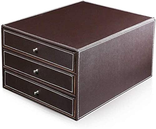 Mnb Office Filing Cabinet Leather Desk Organizer Creative File Rack Data Rack Drawer Filing Cabinet (Color : Brown, Size : 25X17X33Cm) #TOP5