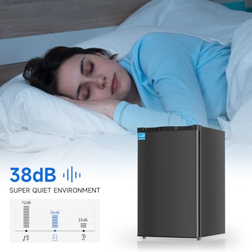 Mini Fridge with Freezer 4.4 Cu.Ft, Single Door Small Refrigerator 5 Settings Adjustable Thermostat, Energy-efficient,Single Door, Low Noise,Compact Refrigerator for Dorm, Office, Bedroom - Image 6