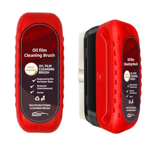 Lot de 2 brosses de nettoyage multifonctionnelles pour film d'huile de voiture, nettoyant pour vitres de voiture, élimine la saleté et les taches d'eau