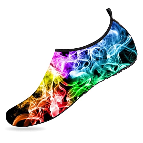 Zooshum Colorful Smoke Water Shoes For Men Women, Quick Dry Swim Barefoot Beach Non-Slip Aqua Pool Socks Water Skin Shoes #TOP6
