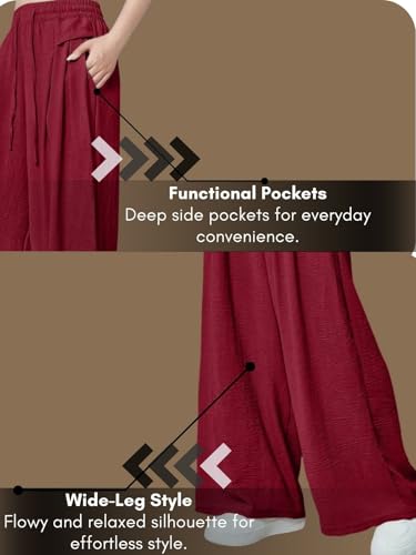 Image of GRECIILOOKS High Waist Polycotton Trousers for Women - Flared Parachute Pants with Side Pockets | Casual Travel Cargo Pants (Available in Plus Size and Value Pack)