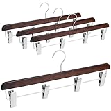 DoubleFill 4 Pcs Kilt Hanger 20 Inches Wooden Duty Skirt Hangers with 4 Clips for Closet (Nut Brown)