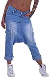  Style-Station Damen Boyfriend 7/8 Hüftjeans Jeans Shorts Capri Damenjeans Boyfriend-Hose-n Damen-Hose-n Jeans-Hose-n Baggyjeans Baggy-Hose-n Girlfriend Knopfleiste Gr Größe S 36
