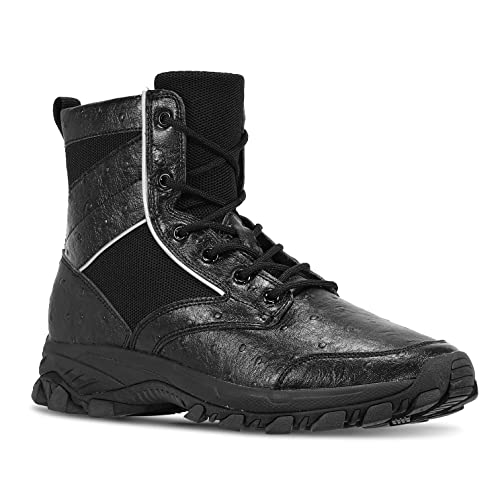 Soulsfeng Men's Tactical Boots Lightweight Breathable Military Combat Boots Lace Up Hiking Work Boots For Women Side Reflective Stripe Black Size Eur 45 #TOP7