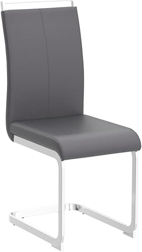 Miniatura 133 de AZmac Juego de 4 sillas de comedor modernas de cuero, sillas de cocina sin brazos, sillas de comedor con asiento acolchado tapizado y patas cromadas