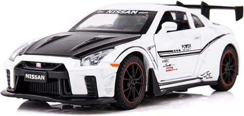 Image of 1:32 Diecast Nisan GTR Alloy Metal Pull Back Die-Cast Car Scale Model Pullback with Sound Light Mini Auto Toy car for Kids Best Gifts Toys for Kids Boys-White