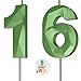 Number Birthday Candles(16 Candle Green) 3D Diamond Shape Number Happy Birthday Cake Candles for Birthday Party Wedding Decoration Reunions Theme Party