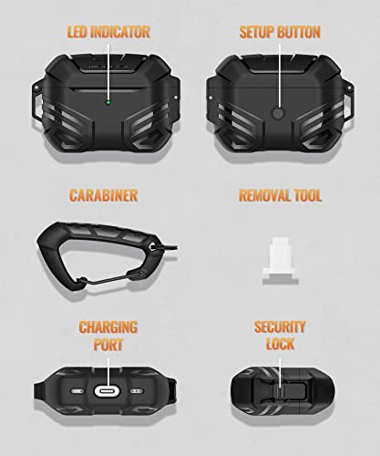 Mobosi For Airpods Pro 2Nd/1St Generation Case Cover With Lock, Military Grade Airpod Pro 2 Case For Men Women, Full-Body Shockproof Protective Case With Keychain For Airpods Pro(2022/2019), Black #TOP5