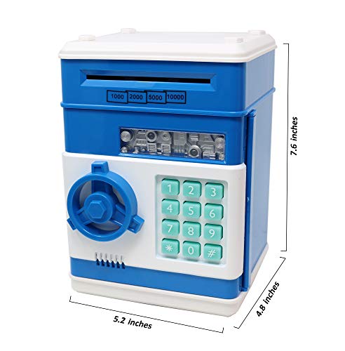 Kids Electronic Piggy Bank Safe With Password Mini Atm Bank - Electronic Money Bank With Code For Kids Gifts (Blue) #TOP1