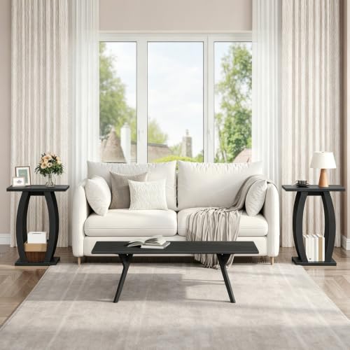 MAHANCRIS End Tables Living Room Set of 2, Side Table Beside Sofa, Black by MAHANCRIS - Used condition - Image 3
