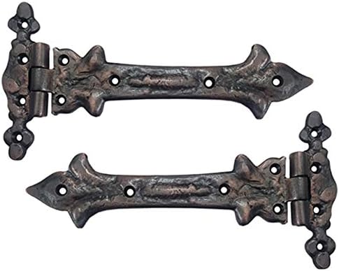 Adonai Hardware "Adonijah" Antique Cast Iron Strap T Hinge (7.9" x 2 Pack, Oil Rubbed Bronze) for Barn Doors, Gates, Kitchen Cabinets, Sheds, Wooden Box, Furniture, Cedar Chest and Trunks