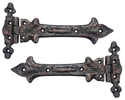 Adonai Hardware Adonijah Antique Cast Iron Strap T Hinge (7.9" x 2 Pack, Oil Rubbed Bronze) for Barn Doors, Gates, Kitchen Cabinets, Sheds, Wooden Box