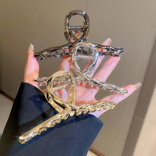 Kit 3 Prendedor Leve de Cabelo Metal Piranha Presilha Dourada Prata Preto Penteado Todos os tipos de