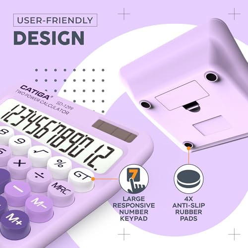 image for CATIGA Mechanical Switch Calculator with Solar and Battery Dual Power,