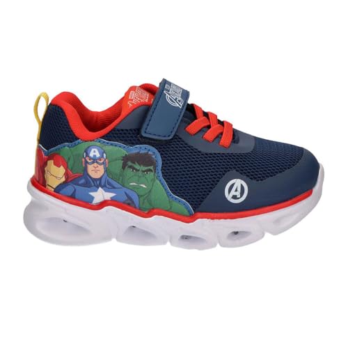 Chaussures de Sport avec lumières pour Enfant Avengers avec Semelle légère EVA avec lumières – pour l'école et Les Loisirs, Bleu, 31 EU