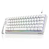 SEUNKWANG F61 60% Gaming Keyboard Wired, RGB Backlit Membrane Keyboard with PBT Keycaps, Compact Design, Lanyard Wired Keyboard for Mac/Win (White, Wired)