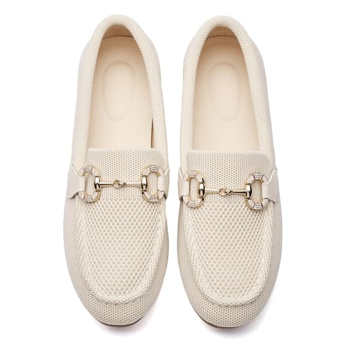 Image of Women's Knit Slip On Loafers - Breathable Mesh Flats with Memory Foam Insole & Arch Support, Non-Slip Comfortable Shoes for Work Office Commute, Driving, Casual Daily Walking (Wide Foot Friendly)